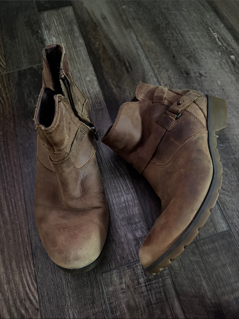 Teva Brown Leather Chukka Boots with Side Zip & Buckle